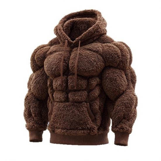 Мужское худи с мускулами, фланелевая толстовка с капюшоном и карманом-кенгуру, забавный пуловер для рождественского костюма, уличная одежда для вечеринки