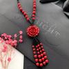 New Vintage Versatile Red Cinnabar Sweater Chain Natural Long Female Rose Necklace Pendant Accessories