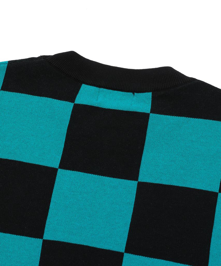 BEENTRILL Classic Checkerboard Oversized Knit (Teal)