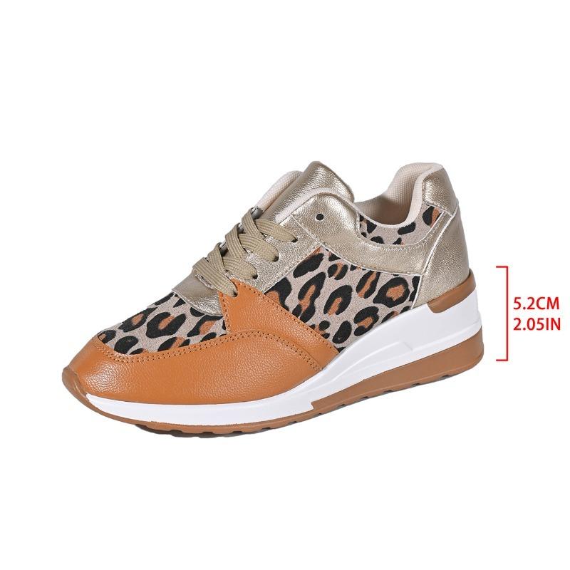 Модные женские кроссовки Модные леопардовые вязаные кроссовки Женские кроссовки на платформе Слипоны для ходьбы Женские легкие повседневные кроссовки больших размеров