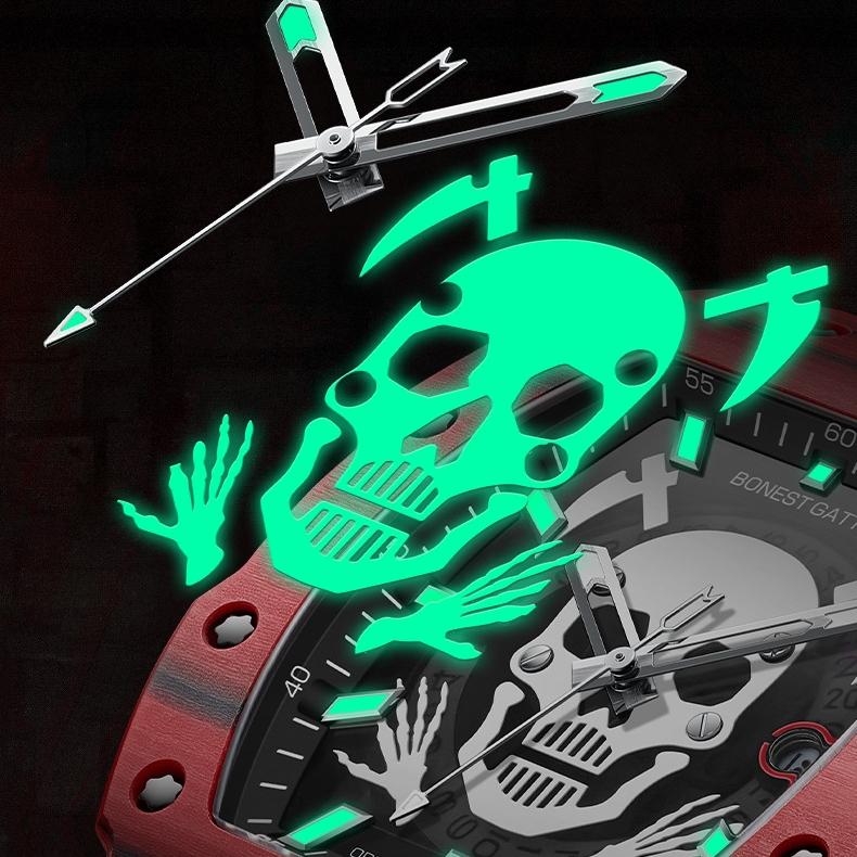 Bonest Gatti Высококлассные часы из углеродного волокна, модные часы, светящиеся в темноте