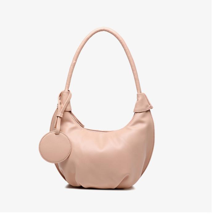 Ielgy Cloud Bag Korean Style Niche High-End French Style Pleated Fashion All-Match Soft Leather Portable Dumpling Bag