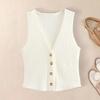 Vest Top for Women Vintage Tank Crop Top V Neck Button Down Waistcoat Retro Casual Sleeveless Cardigan
