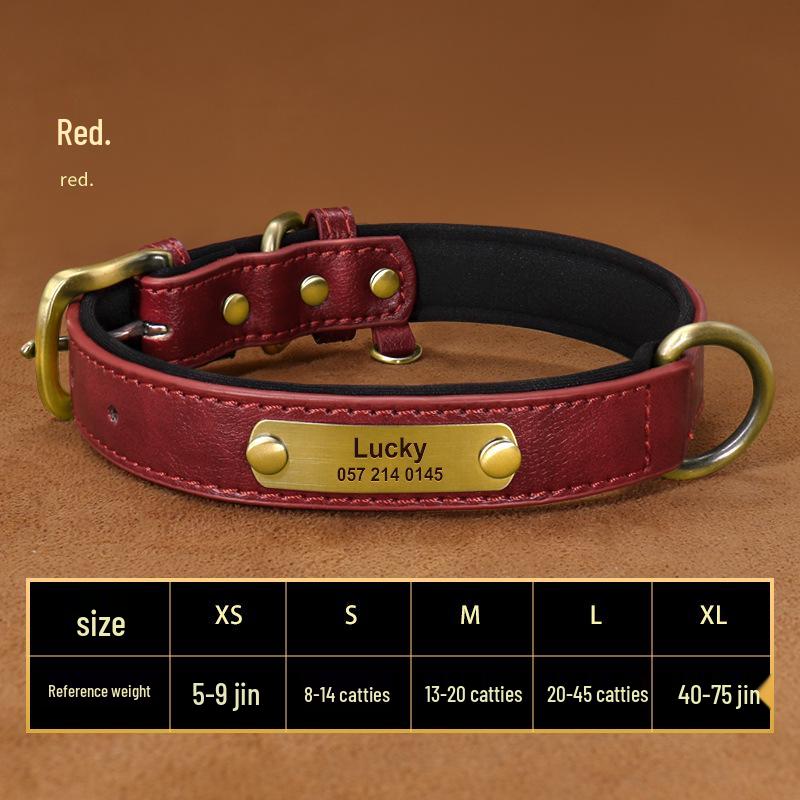 Laser-Engraved Leather Dog Collar with ID Tag for Small & Medium Dogs - Anti-Lost Pet Neck Band