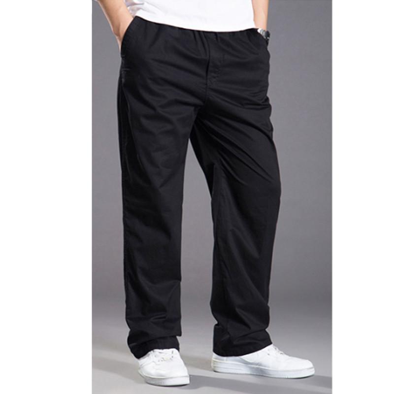 Мужские весенне-летние свободные эластичные рабочие брюки большого размера, прямые брюки с карманами для бега