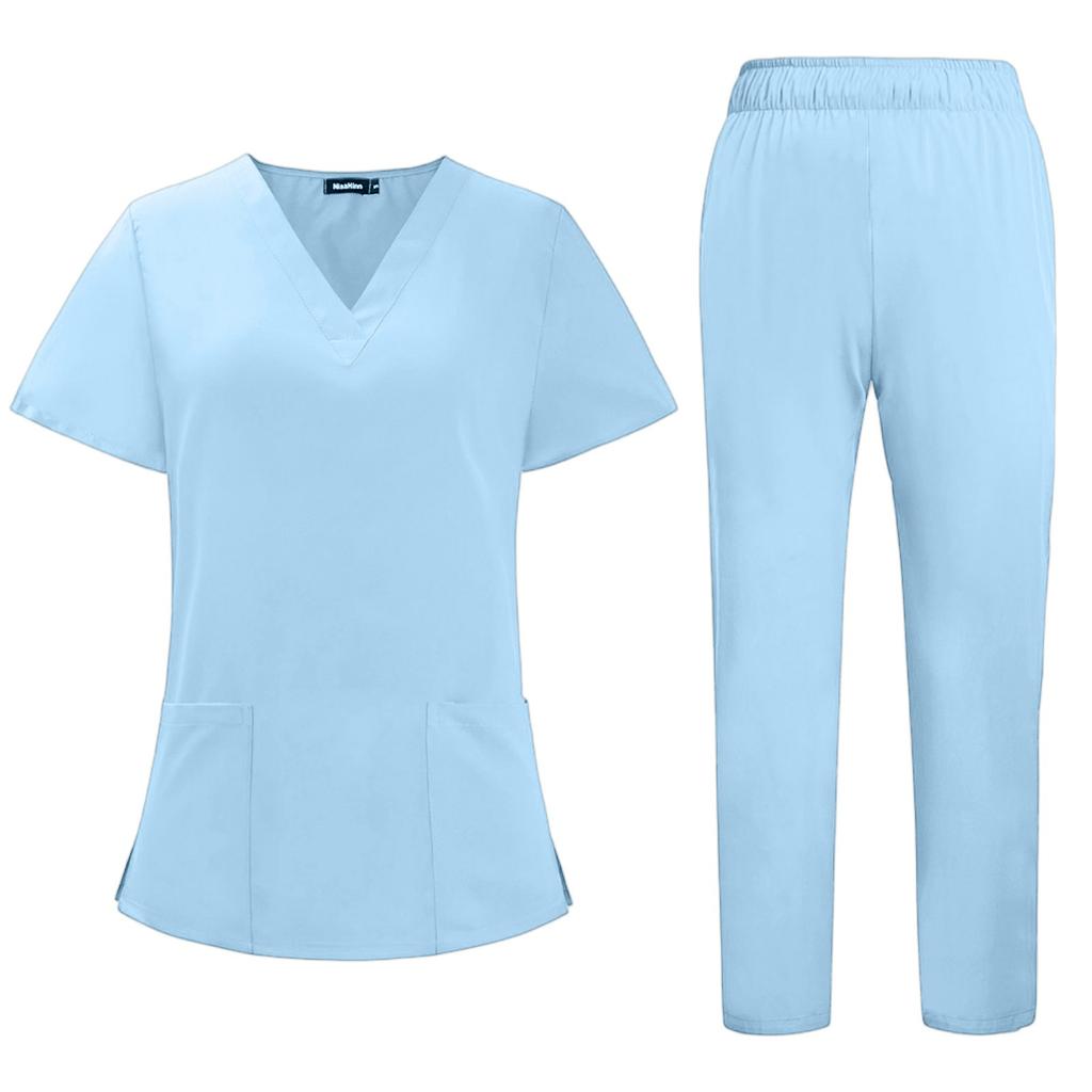 Рабочий костюм Soild Scrub для женщин с V-образным вырезом и коротким рукавом, забавные футболки, рабочая одежда, футболка с карманами
