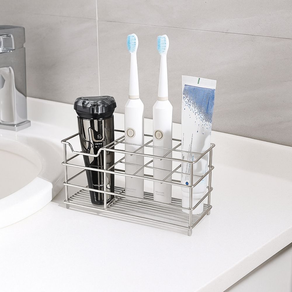 Easy to Clean Toothbrush Holder Stainless Steel Shower Table Bracket  Bathroom