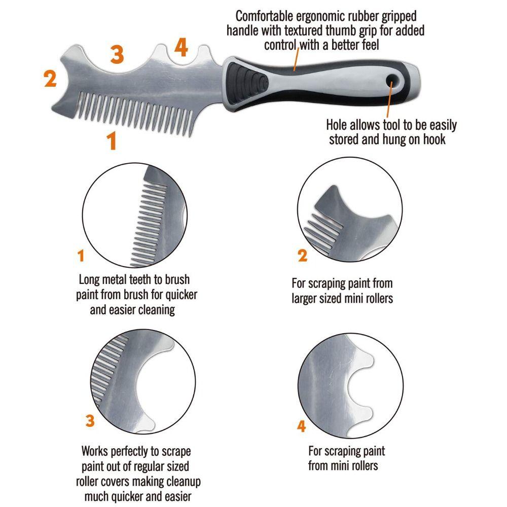 4 in 1 Paint Brush Comb Thickened Stainless Steel Tool  Rollers Cleaning