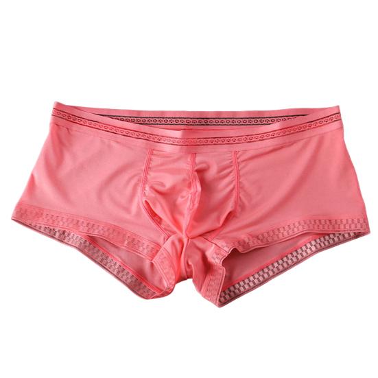 Men Underpants Ice Silk Ultra Thin Low-Rise Lace Solid Color Sexy 3D U Convex Translucent Underwear Panties Briefs for Daily Wear