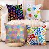 PPuzzle PPiece Cushion Cover Natural Linen Organic Fabric DoubleSided Printing Sofa Home Decor Breathable Bed Pillow