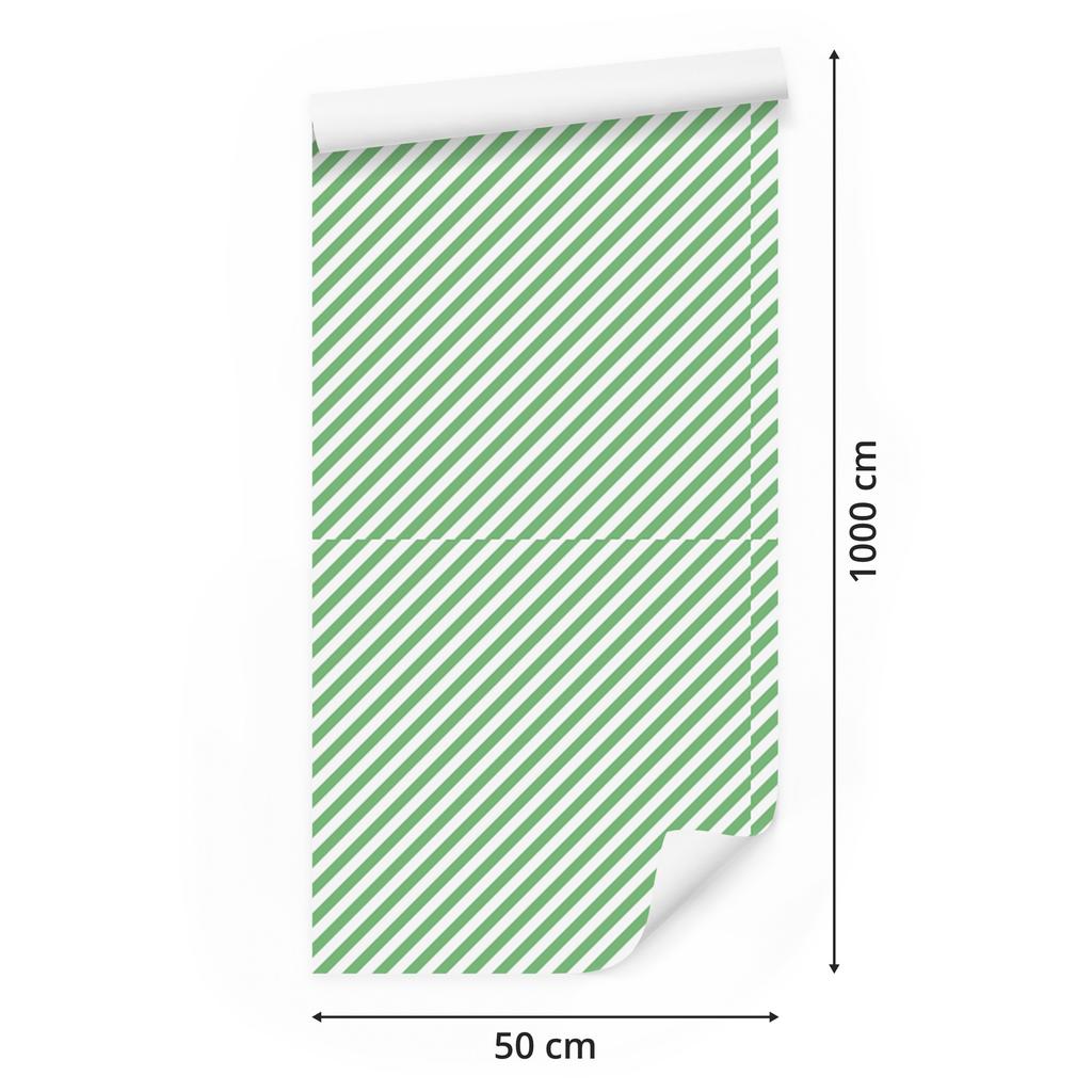 Mint, green and white striped wallpaper for living room and bedroom 50x1000