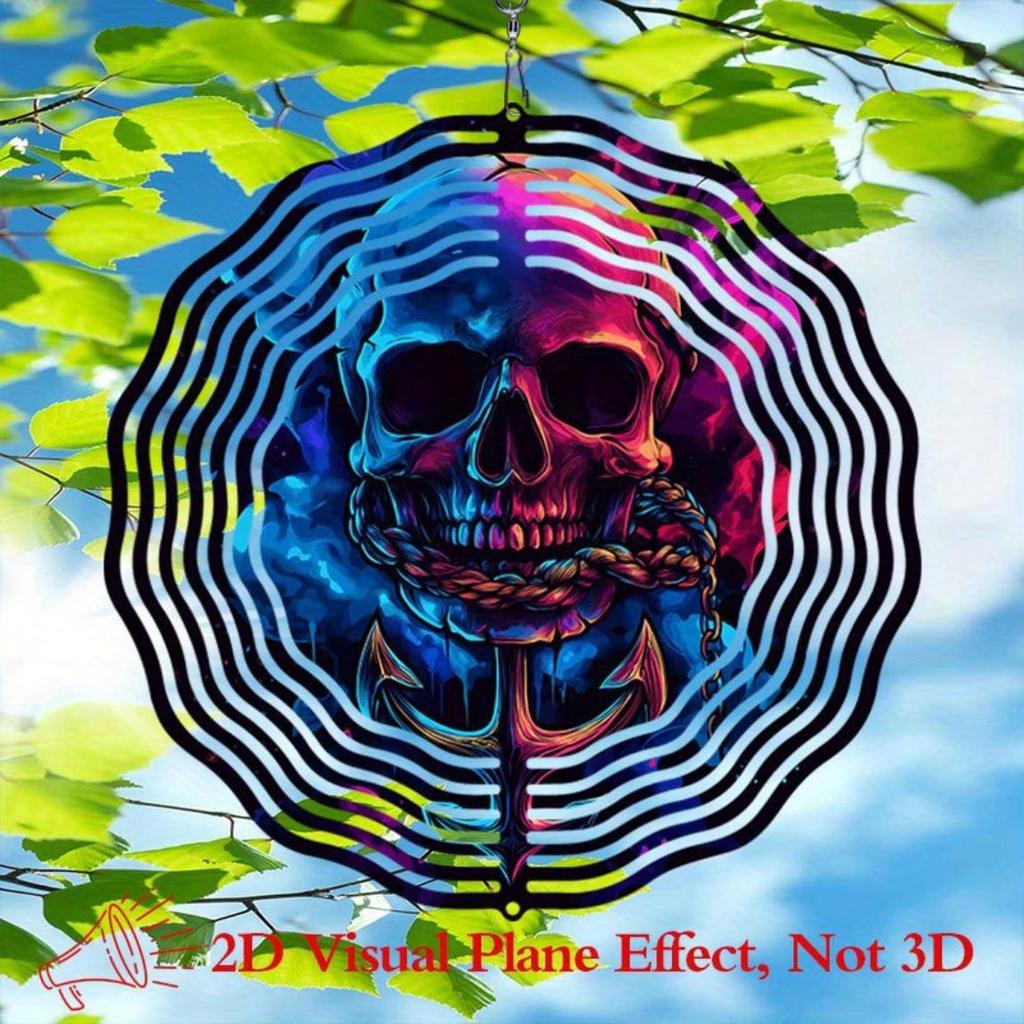 Passionate Pirate Skull Wind Spinner Metal Art for Garden Patio Decor Rotating Hook Nautical Theme Outdoor Indoor Decorations