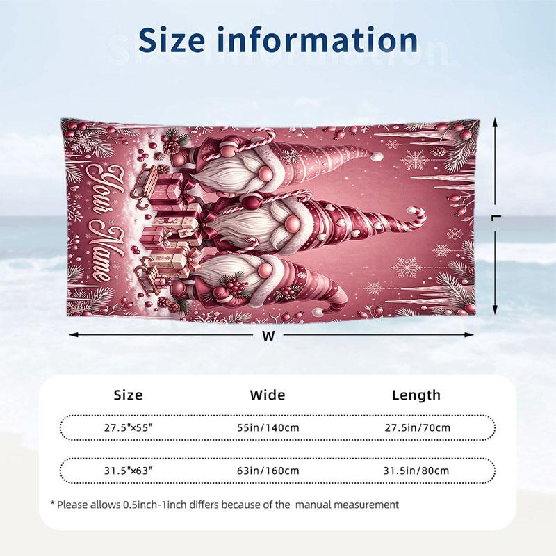 Christmas Theme Beach Towel Personalized Custom Name & Text Soft Quick Dry Beach Towel for Swimming Travel