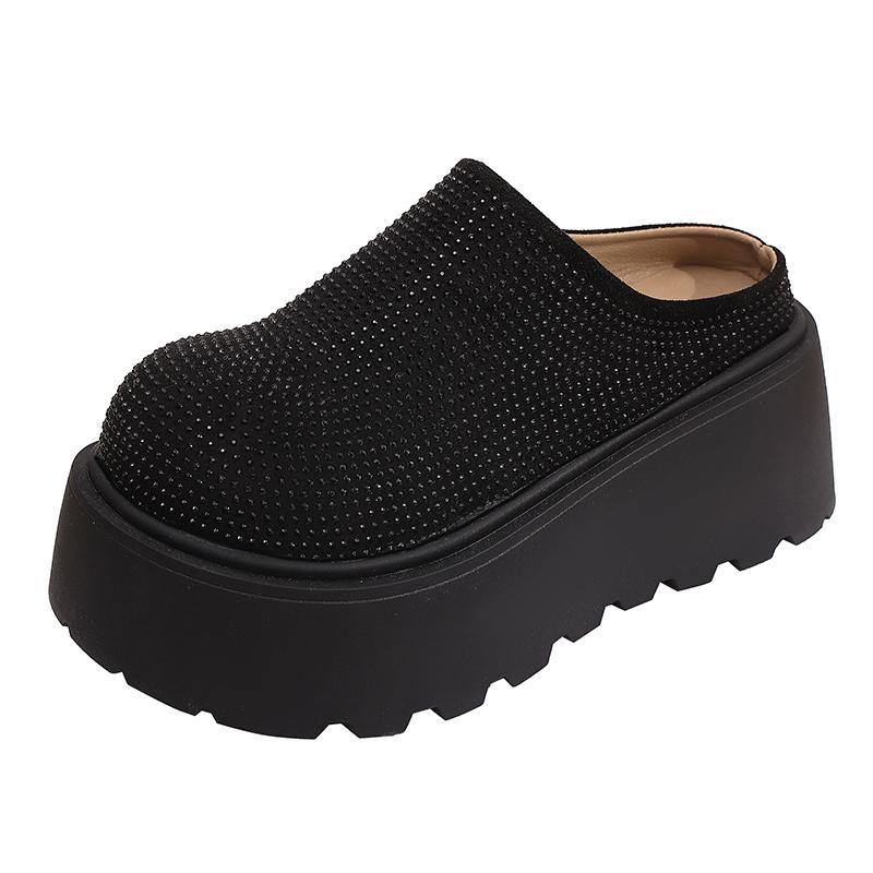 Модные женские шлепанцы на платформе, хрустальные балетки, мюли с ремешком сзади, осенняя модная дизайнерская обувь 2025, классическая повседневная обувь для женщин