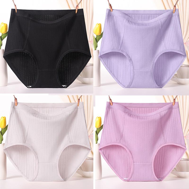 Большие размеры женские красные трусики для мам среднего возраста из хлопка с высокой талией