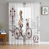 Bicycle Girl Paris Street Romance Architecture Tulle Sheer Curtains for Living Room Bedroom Window Curtain Voile Organza Drapes