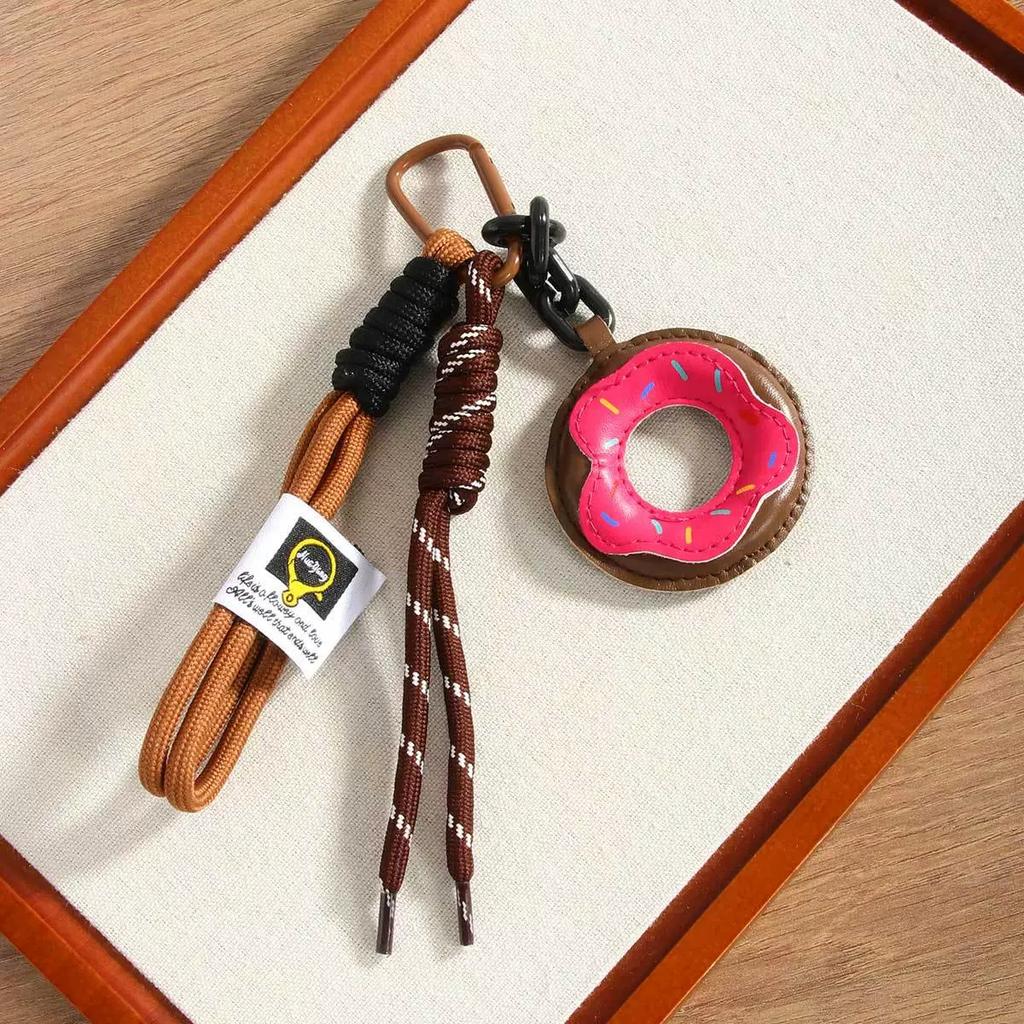 New Sweet Donut Leather Melad Fashion Colorful Exquisite Weaving Rope Backpack Mobile Accessories Gift Bag Charm