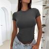 Daily Casual T-Shirt Women Short Sleeve Stretchy O-Neck All-Match New Arrival for Summer Slim 2024 Stylish Tops Girl