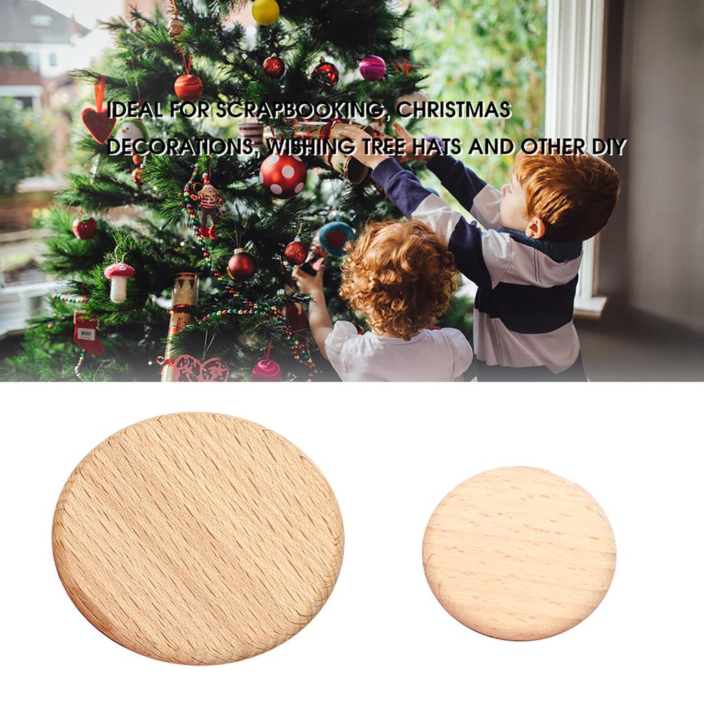 50 шт. круглых деревянных заготовок, ломтиков, бука, чипа, без отверстия, сделай сам, украшения ручной работы, аксессуары