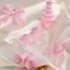 Pink Glitter Christmas Ornaments Acrylic Bow/Bell/Tree/Ballerina Hanging Decorations for Xmas Tree Holiday Party Decor