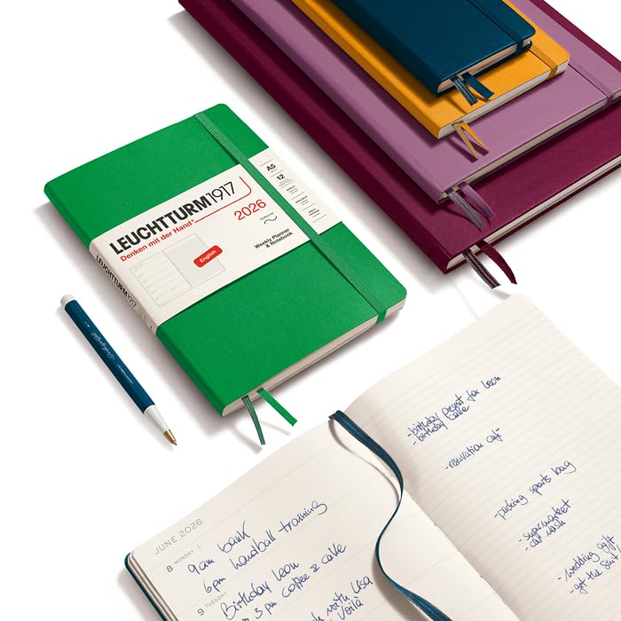 Leuchtturm 2026 Январь Официальный импортный планер, Начало, B6, Недельный, Мягкий, Черный, 372684,