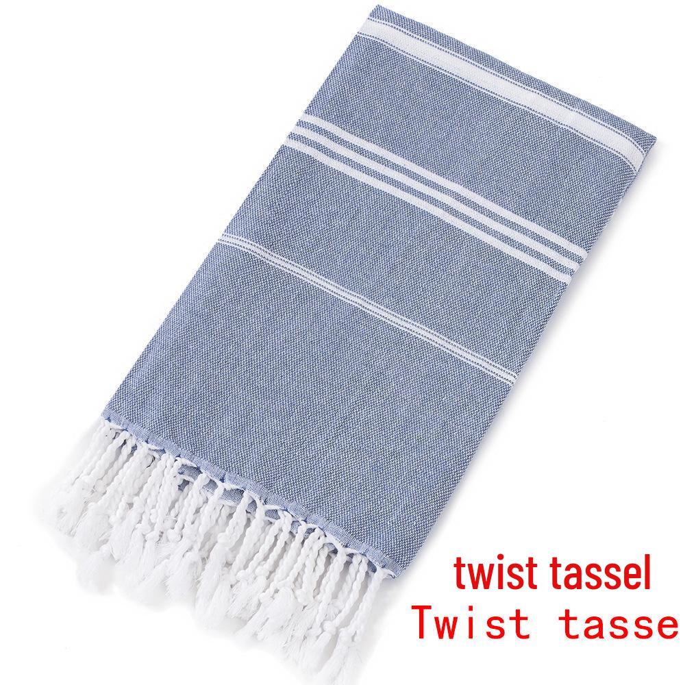 Turkish Cotton Sand-Resistant Striped Beach Shawl/Towel with Tassels