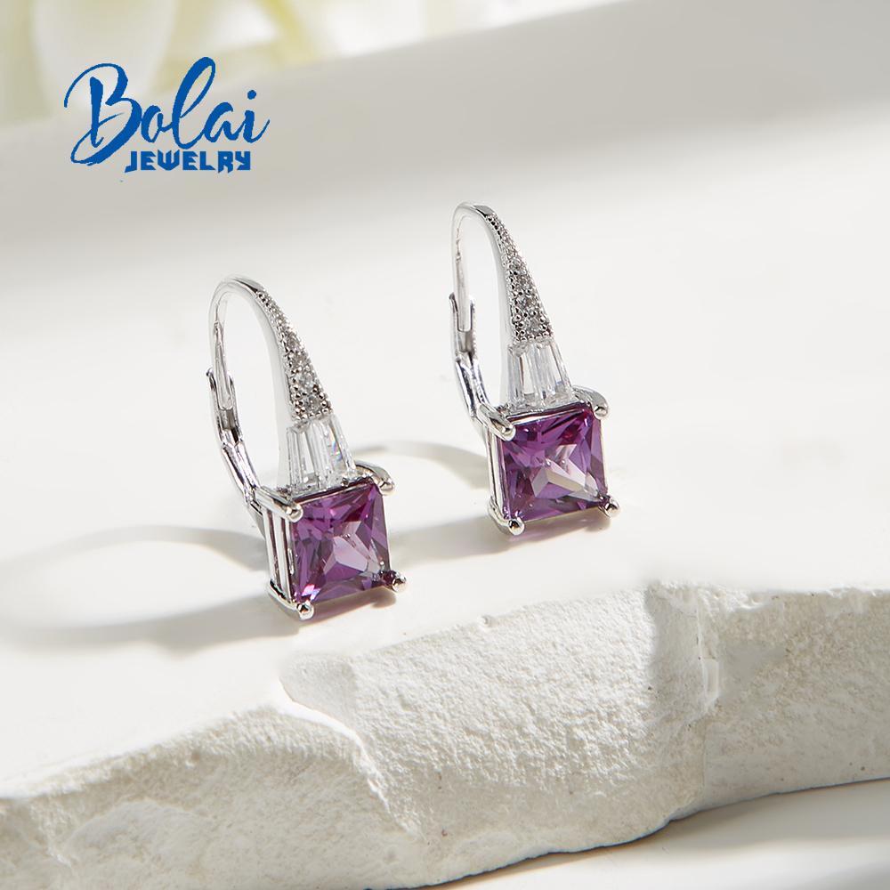 Серьги-застежки из стерлингового серебра 925 пробы с сапфиром, меняющим цвет, драгоценный камень, изысканные украшения для женщин, хороший подарок