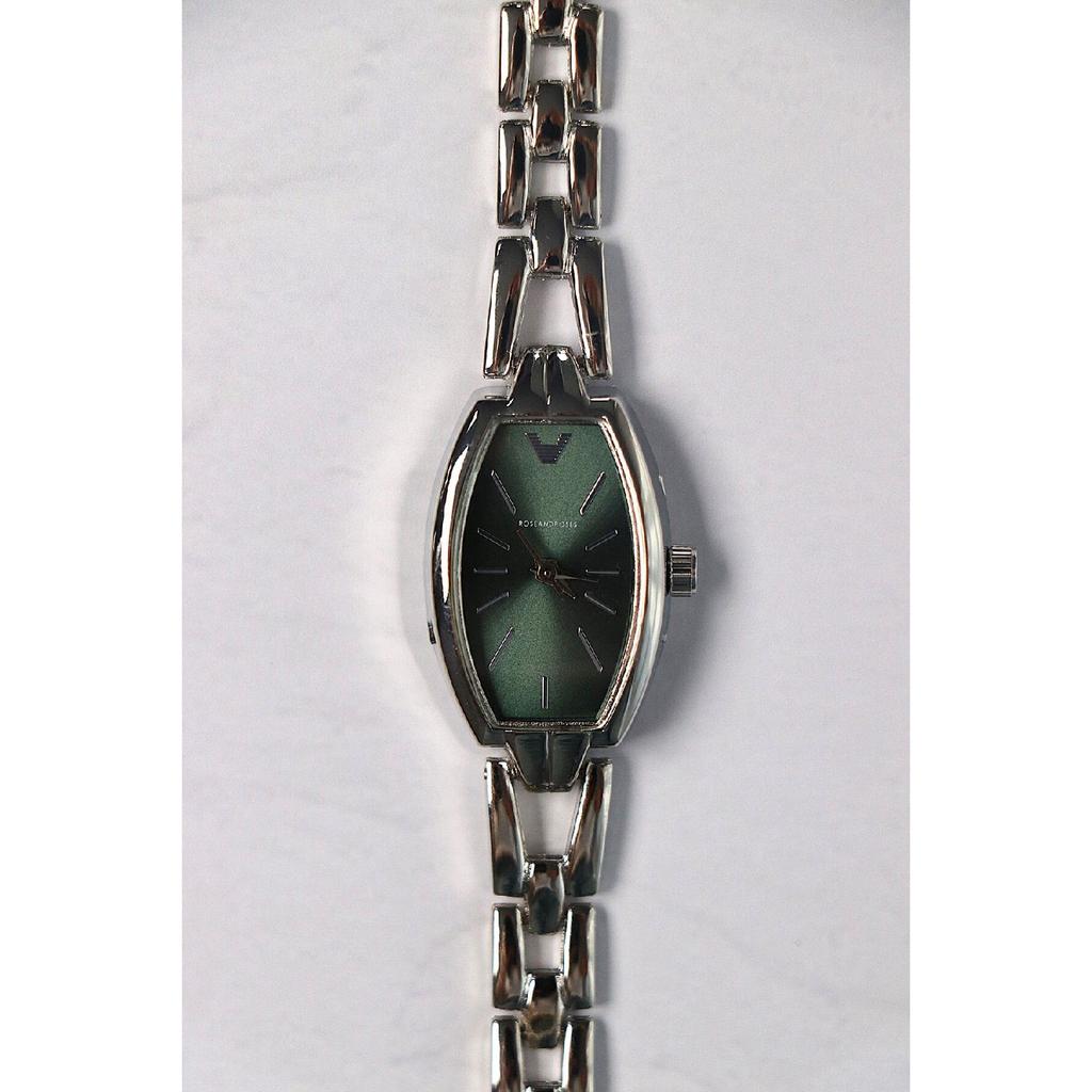 Винтажные женские наручные часы Verda специального дизайна с тонким ремешком серебристого цвета (зеленый циферблат)