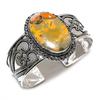 Bumble Bee Jasper Gemstone 925 Sterling Silver Cuff Bangle Adjustable j6A15