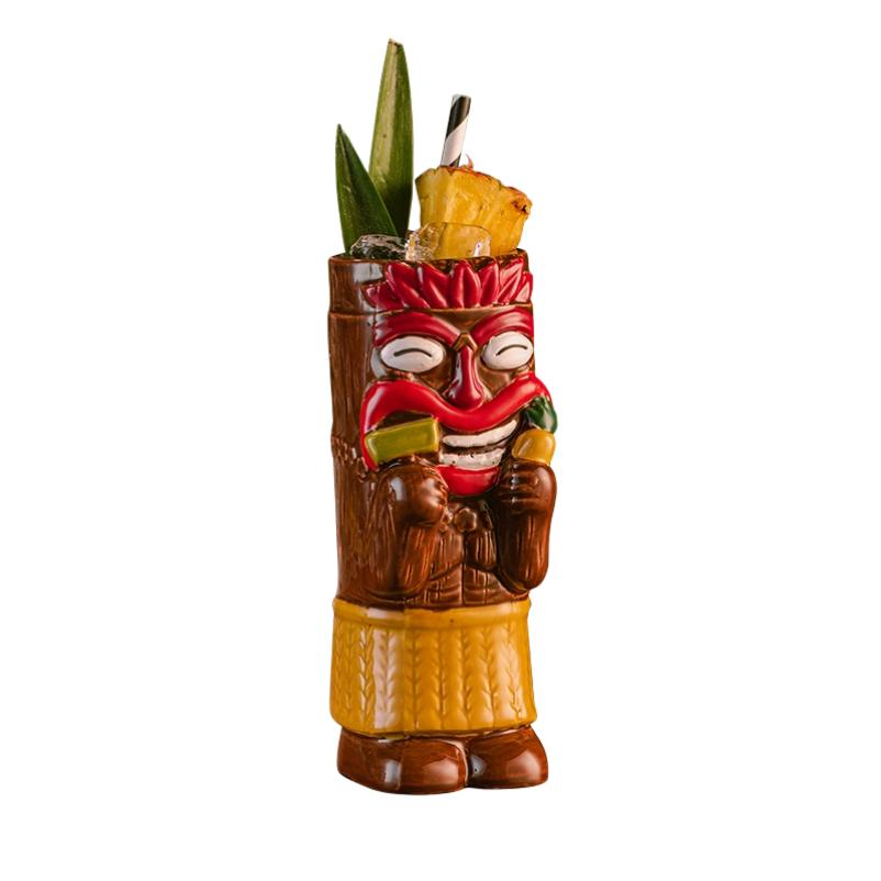 Creative Hawaiian Style Brown Tiki Mug Ceramic Cocktail Cup Drinkware For Party
