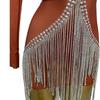 Sexy Deep V Neck Chains Rhinestone Night Club Party Hip Wrapped Dress Dance Festival Costume Bodycon Tassel Cocktail Prom Dress