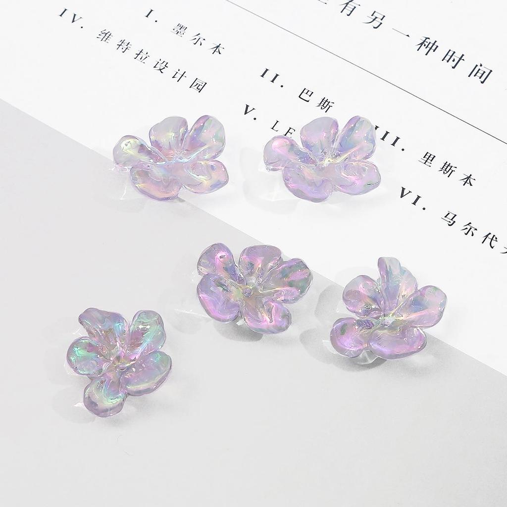 4pcs Acrylic Colorful Flowers Beads for DIY Jewelry Making Findings