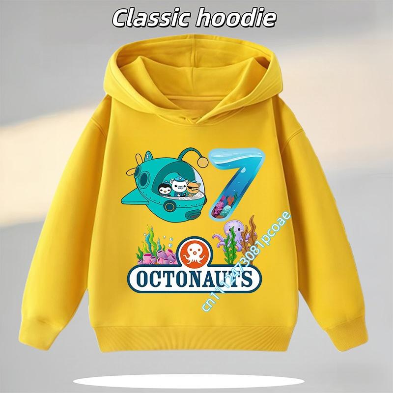 Octonauts 1-8-year-old Hooded Sweatshirt for Boys, Girls' Casual Top with Digital Cartoon Print, Long Sleeve for Autumn/Winter