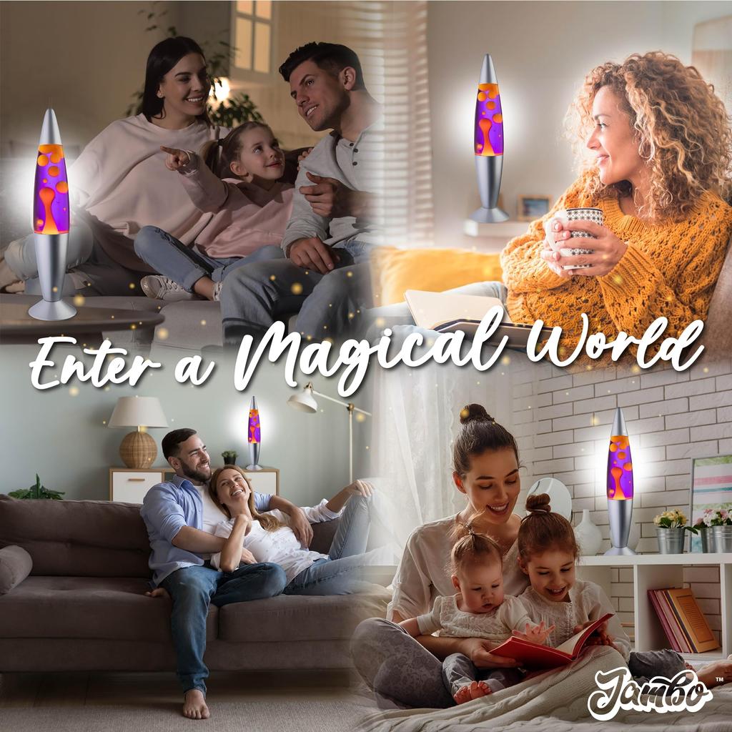 Джамбо 16-дюймовая жидкостная лампа с желто-оранжевым воском и фиолетовой жидкостью, красивая лампа с текущим лавообразным воском, развлечение для взрослых и детей