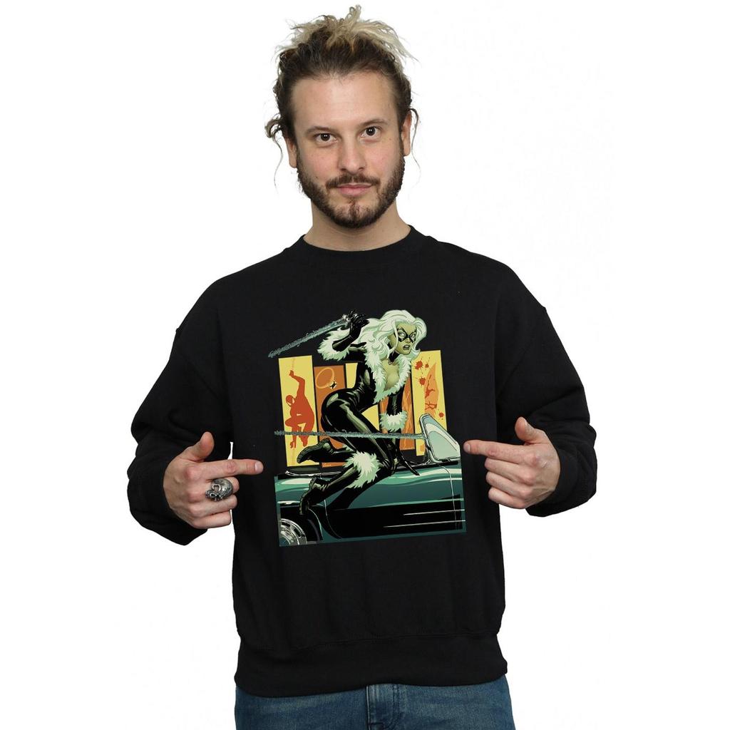 Marvel Mens Black Cat Car Sweatshirt