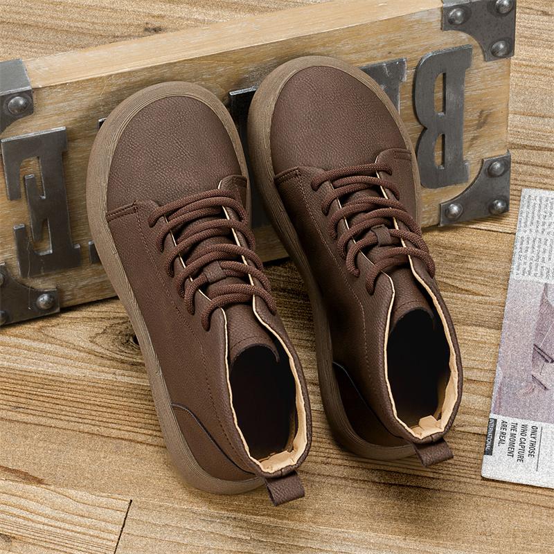 Outdoor Men Ankle Boots Fashion Men's Casual Shoes Leather Short Boots High Top Non-slip Work Boots Comfortable Walking Sneakers