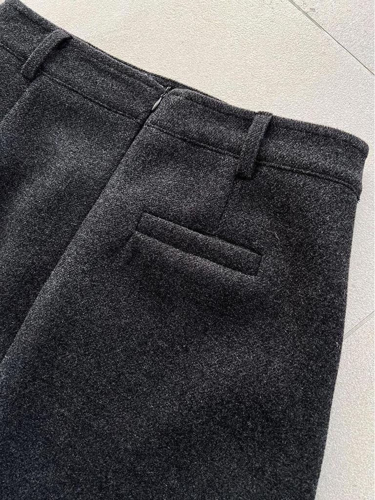 Юбка миди А-силуэта Luxi Retro High-End из шерсти - Женская 2025 Зимняя Приталенная Мини-юбка Бодикон на флисовой подкладке