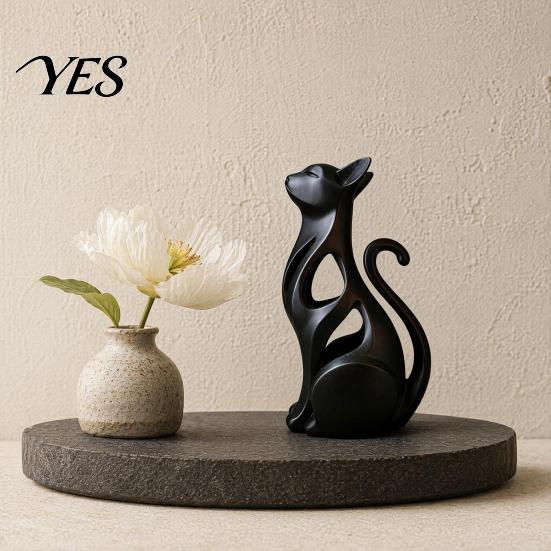 Настольное украшение-кошка, Полая 3D-печатная фигурка, Современная абстрактная статуэтка сидящего котенка, Художественная скульптура животного для украшения дома, Подарок для любителей