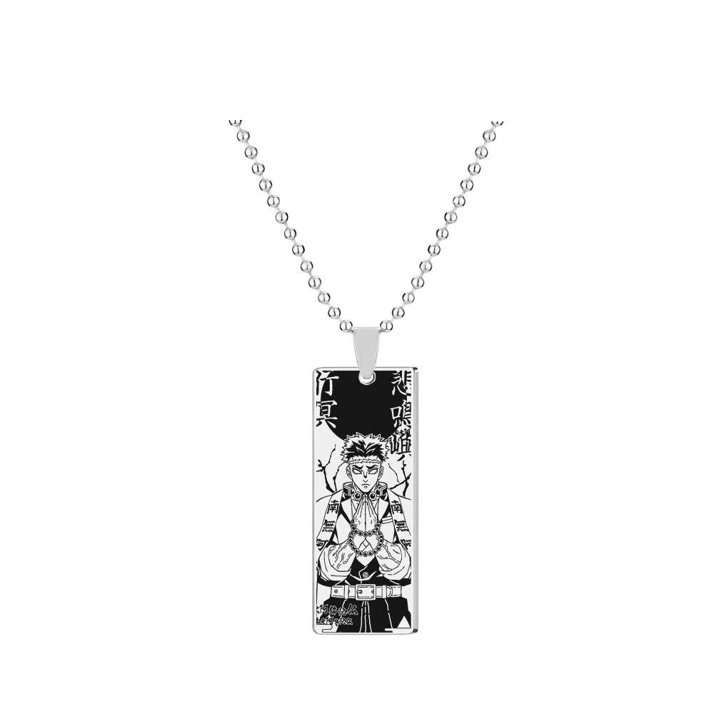Anime Stainless Steel Demon Slayer Necklace Kimetsu No Yaiba Figure Pendant Adornment For Men Women Cosplay Jewelry Accessories