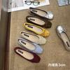 French Inner Heightening Suede Ballet Single Shoes Women's Shoes 2025 New Spring and Autumn Bow Red Evening Shoes