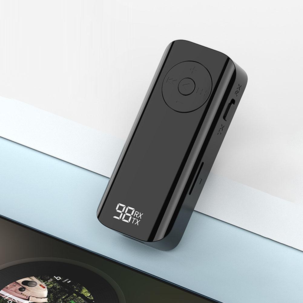 Bluetooth-compatible 5.3 Receiver 3.5mm Wireless Audio Receiver with LED Battery Display for Headphones/Laptop/Radio/Speakers
