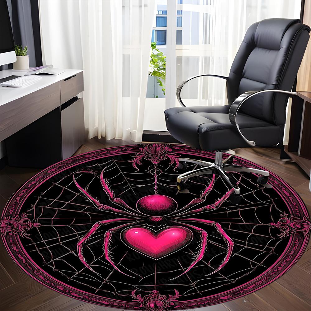 1pc Spider Web Office Round Area Rug, Indoor Mat Suitable ForOffice, Under Office Chairs Bedroom Living Room Home Decor, Room Deco T044