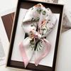 Luxury Satin Print Square Scarf Women Soft Hairband Neckerchief Office Hijab Headband Foulard Bag Ribbons Gift