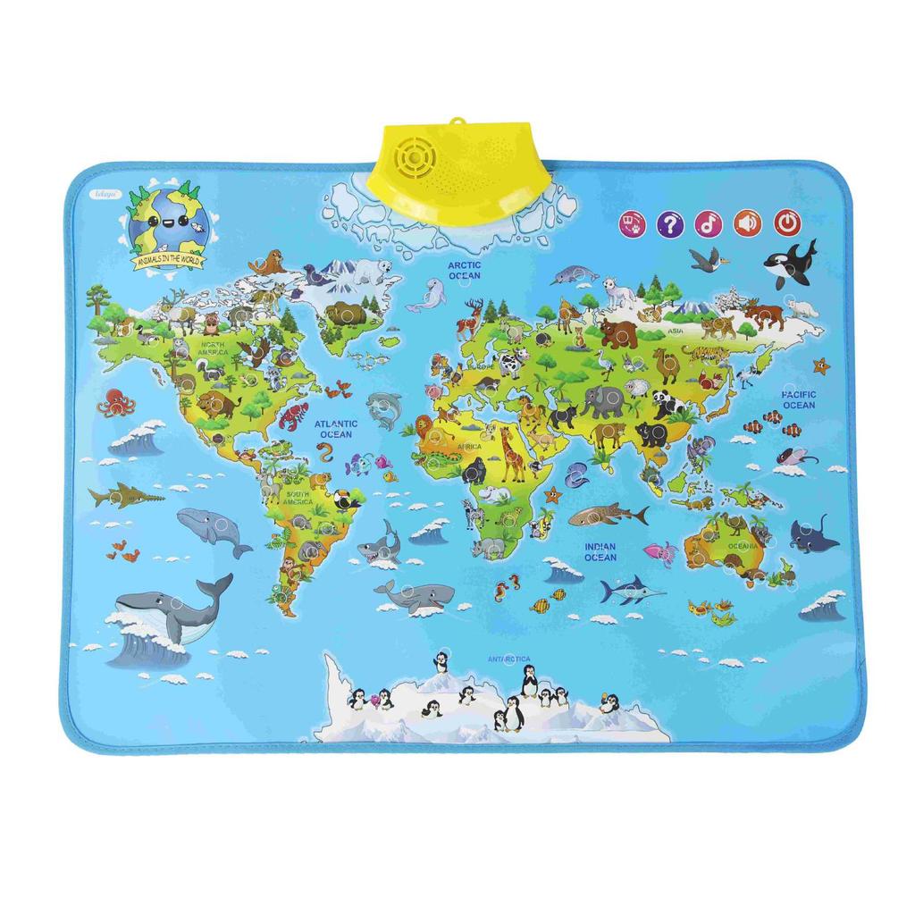 Электронная Мировая Карта Животные Настенный Плакат Говорящий Музыкальный Постер Детские Монтессори Игрушки для Малышей Интерактивная Обучающая Игрушка Подарок
