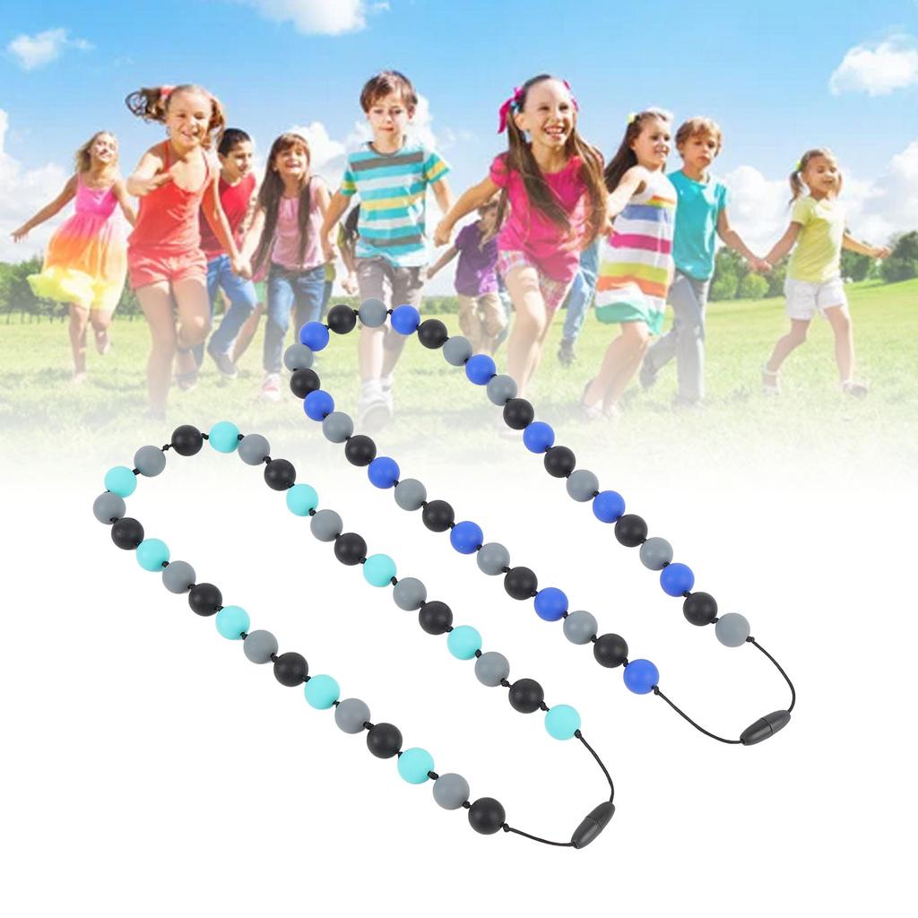 Набор из 2 силиконовых сенсорных ожерелий с регулируемым ремешком, стильное мягкое сенсорное ожерелье против скольжения для детей