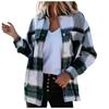 Women's Fashion Casual Plaid Jacket Long Sleeve Lapel Button-Down Shirts Shacket Coat