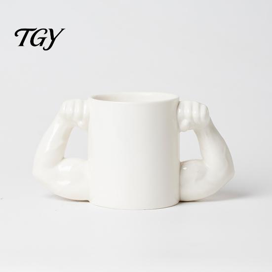 Керамическая чайная чашка, забавная кружка для кофе с ручкой в виде мускулистого мужчины, объем 350 мл, креативная керамическая кружка для воды бодибилдера, новинка для любителей фитнеса