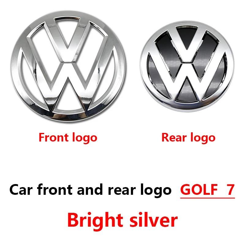For Volkswagen Chrome Silver/Glossy Black Front Radiator Grille & Rear Trunk Lid Emblems for VW Golf 7 (2014 - 2017) - Auto Badge Accessories