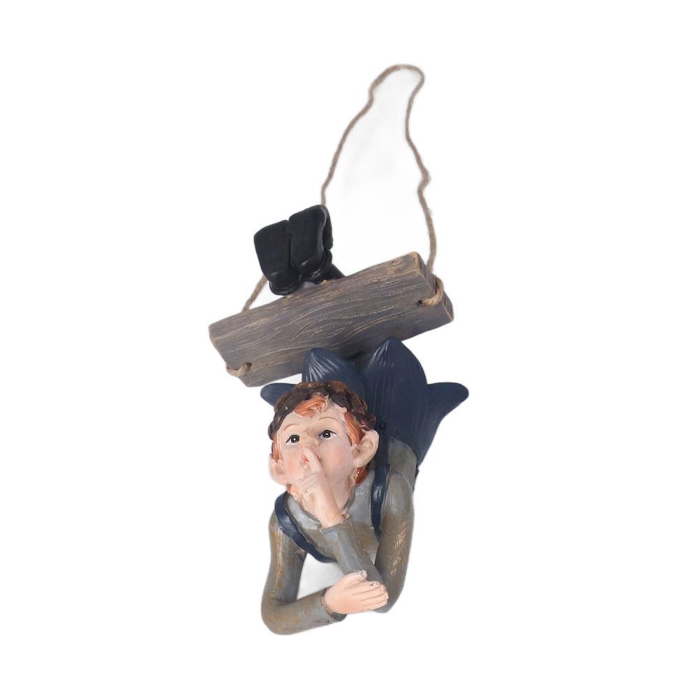 Resin Swinging Elf Figurine Hanging Resin Garden Statue Outdoor Elf Sculpture For Garden