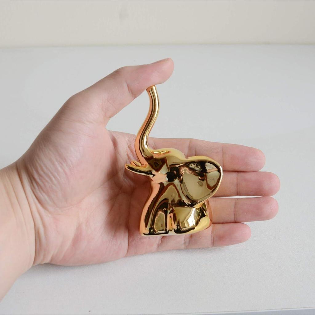 Статуэтки слонов для домашнего декора, 1 пара, небольшие декоративные акценты для полок, гостиная и спальня, золото и белый (2шт Слон)